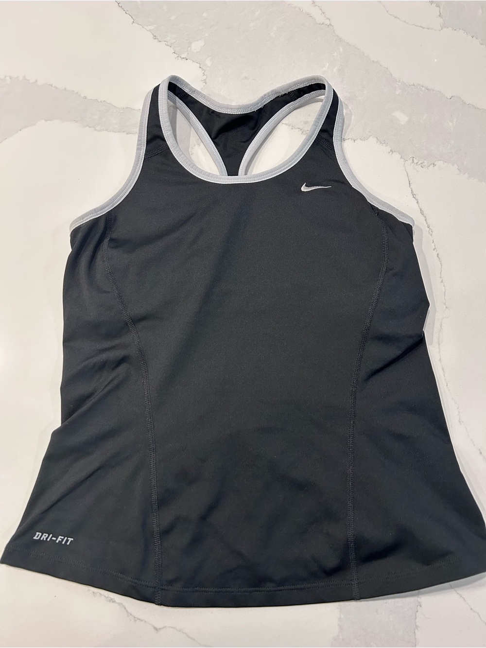 Nike Black Athletic Racerback Tank with Light Gray Trim
